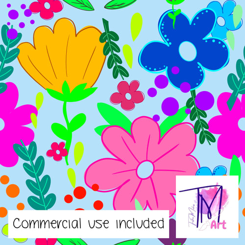 148 Bright Garden - Seamless Pattern Blue (UNLIMITED)