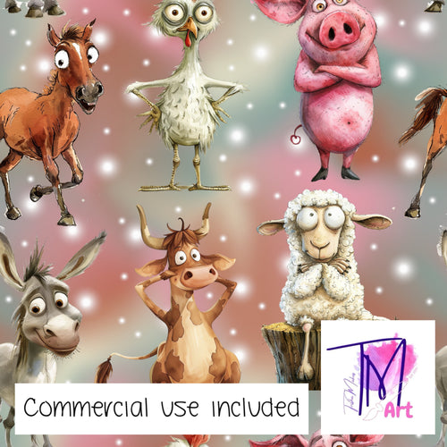 308 - Funky Farm Animals Eucalyptus (UNLIMITED)