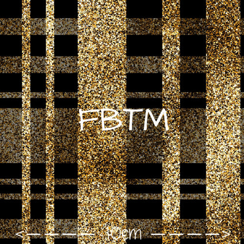 ROUND 50 - Black & Gold Glitter Plaid