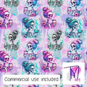 169 - Mums Coffee Seamless Pattern on Pink (UNLIMITED)