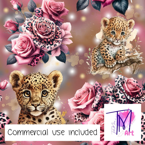 184 - Leopards & Roses on Brown (UNLIMITED)