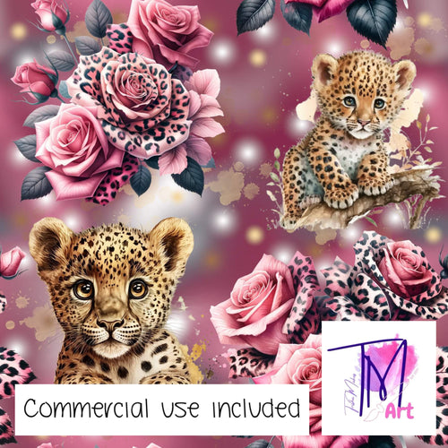 185 - Leopards & Roses on Maroon (UNLIMITED)