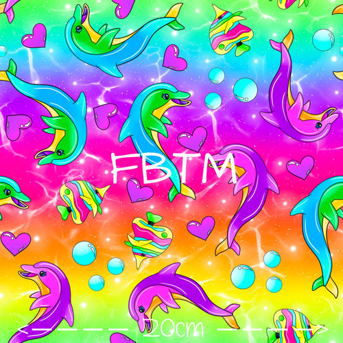 THEME #31 - Ombré Rainbow Dolphins