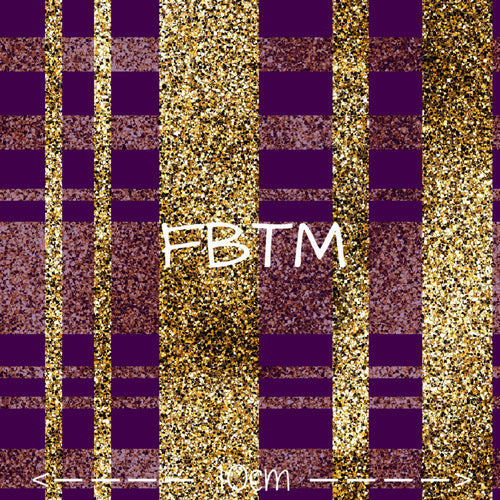 ROUND 50 - Purple & Gold Glitter Plaid