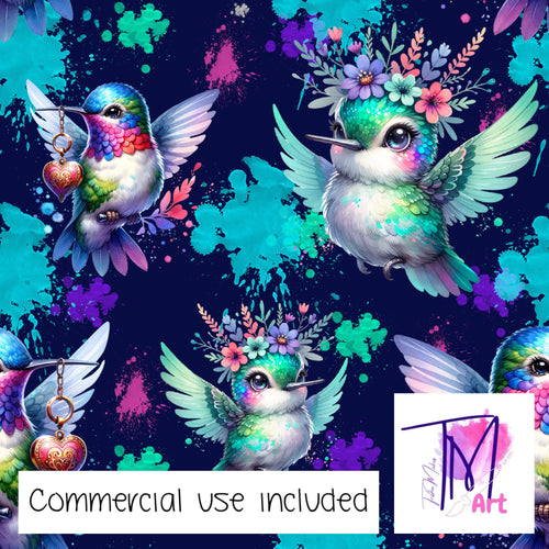 355 - Hummingsbirds on Navy (UNLIMITED)