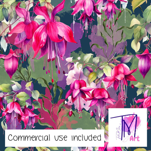 373 - Fuschia Drops Deep Teal (UNLIMITED)