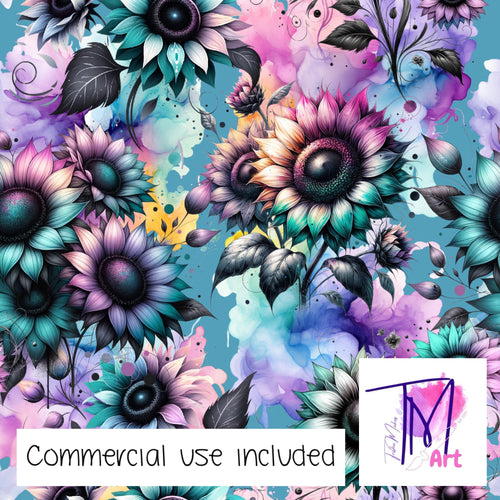 377 - Stylised Sunflowers on Blue (UNLIMITED)