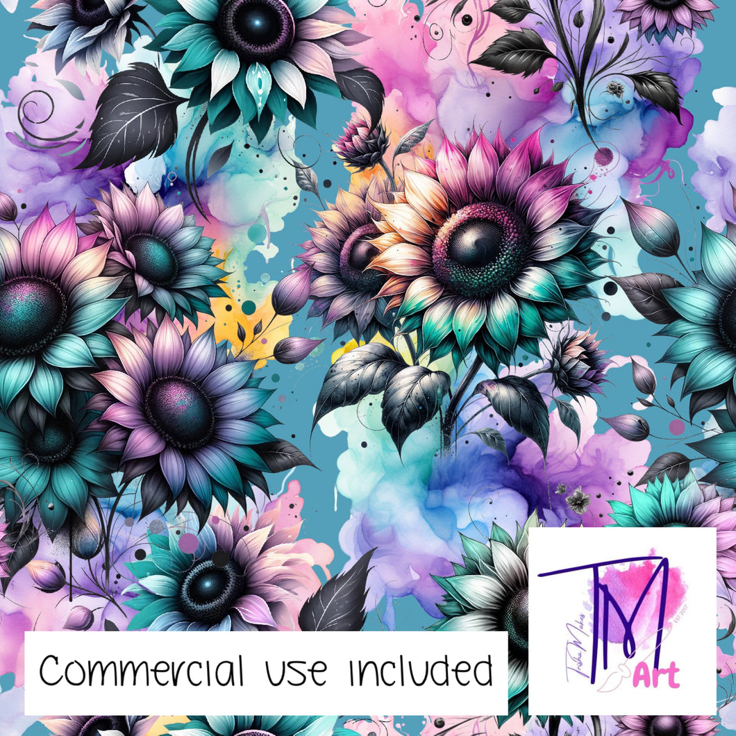 377 - Stylised Sunflowers on Blue (UNLIMITED)