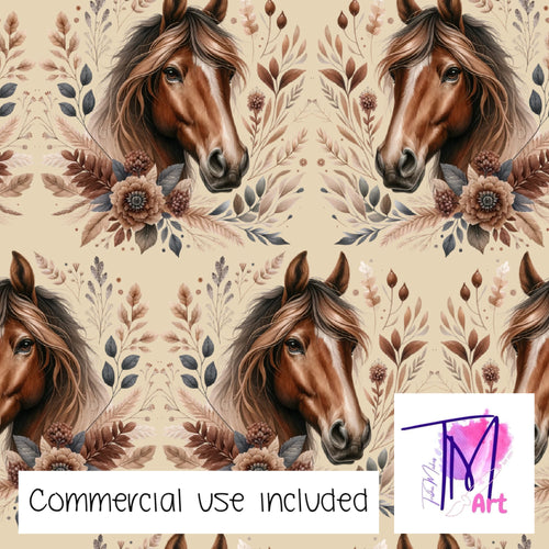 156 Boho Horse Tan - Seamless Pattern (UNLIMITED)