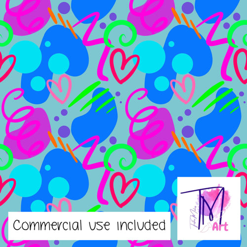 112 Neon Streamers on Aqua - Seamless Pattern (UNLIMITED)
