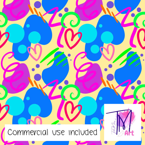 113 Neon Streamers on Yellow - Seamless Pattern (UNLIMITED)