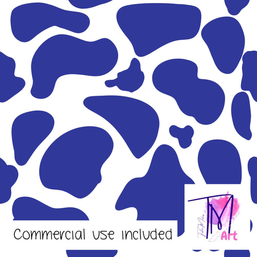 119 Cow Print Blue - Seamless Pattern (UNLIMITED)