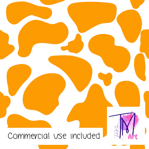121 Cow Print Orange - Seamless Pattern (UNLIMITED)