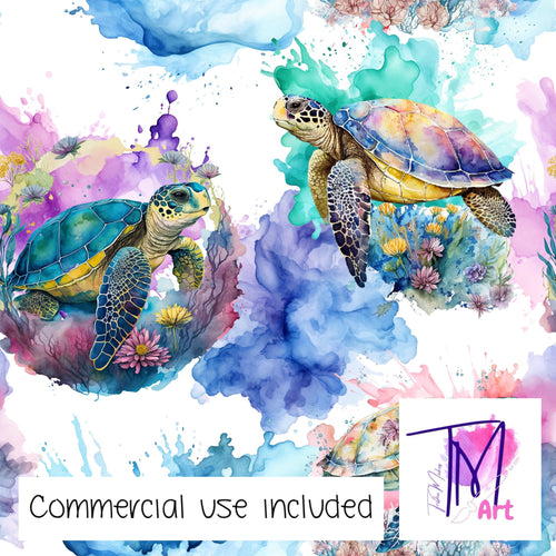 160 Turtle Splashes - Seamless Pattern (UNLIMITED)