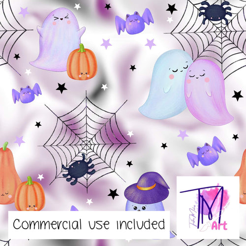 165 Cute Halloween with Background & Stars - Seamless Pattern (UNLIMITED)
