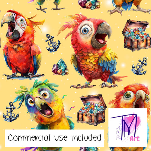 193 - Quirky Parrots On Yellow (UNLIMITED)