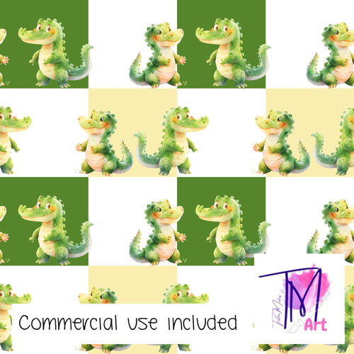 221 - Croc Checkers Green & Yellow (UNLIMITED)