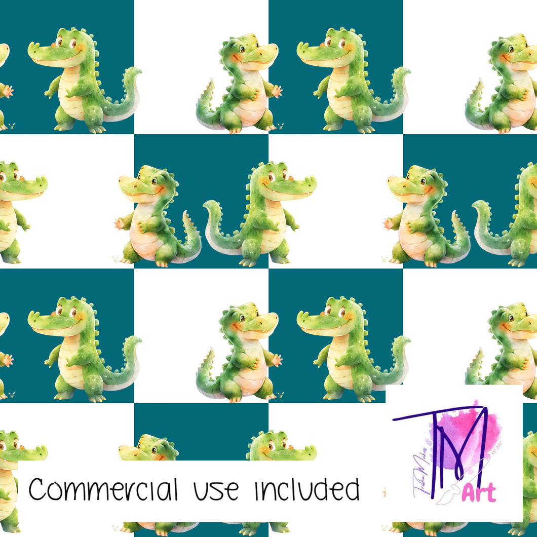 220 - Croc Checkers Aqua (UNLIMITED)