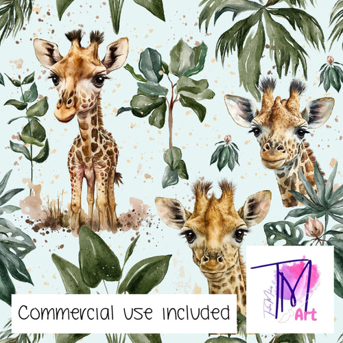 229 - Tropical Giraffes on Baby Green (UNLIMITED)