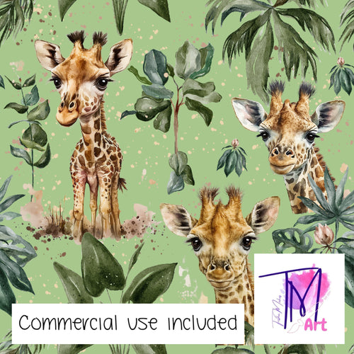 230 - Tropical Giraffes on Green (UNLIMITED)