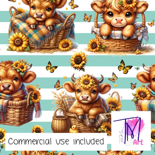 238 - Basket Buddies on Aqua Stripes (UNLIMITED)