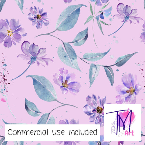 243 - Purple Watercolour Florals Lavender Background (UNLIMITED)