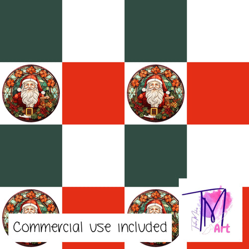 245 - Stained Glass Santa Checkers V2 (UNLIMITED)