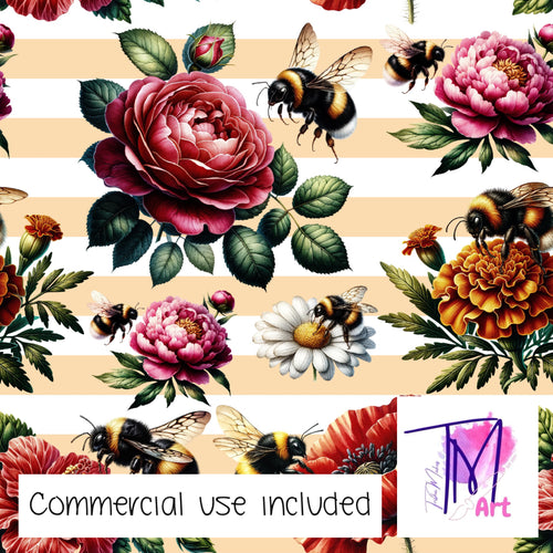 248 - Bee on a Flower Stripes (UNLIMITED)