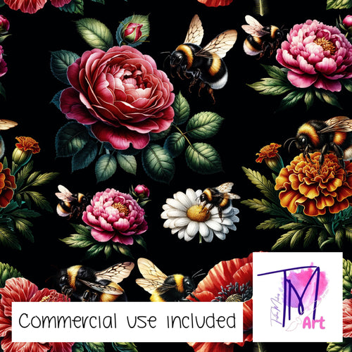 250 - Bee on a Flower Black (UNLIMITED)