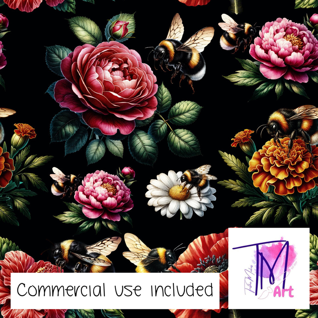 250 - Bee on a Flower Black (UNLIMITED)