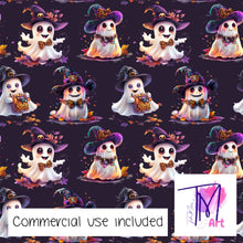 Load image into Gallery viewer, 262 - Cute Halloween Ghosts Dark Purple (UNLIMITED)