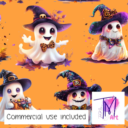 263 - Cute Halloween Ghosts Orange (UNLIMITED)