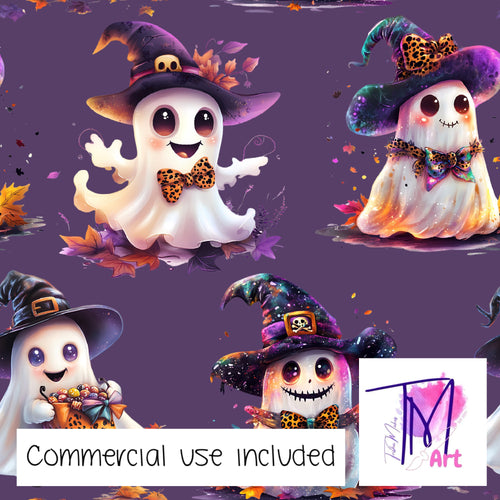 261 - Cute Halloween Ghosts Purple (UNLIMITED)