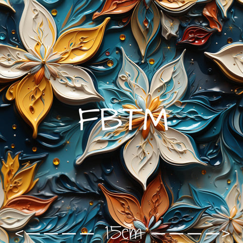 ROUND 60 - Blue & Gold Oiled Floral