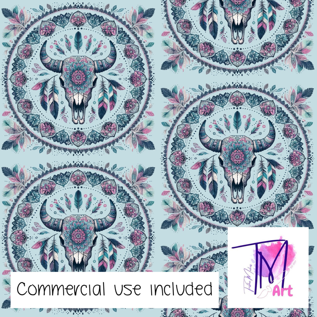 282 - Bull Skull Mandala Blue (UNLIMITED)
