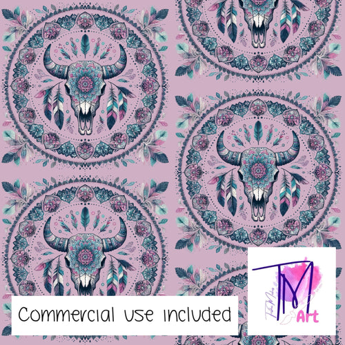 283 - Bull Skull Mandala Lavender (UNLIMITED)