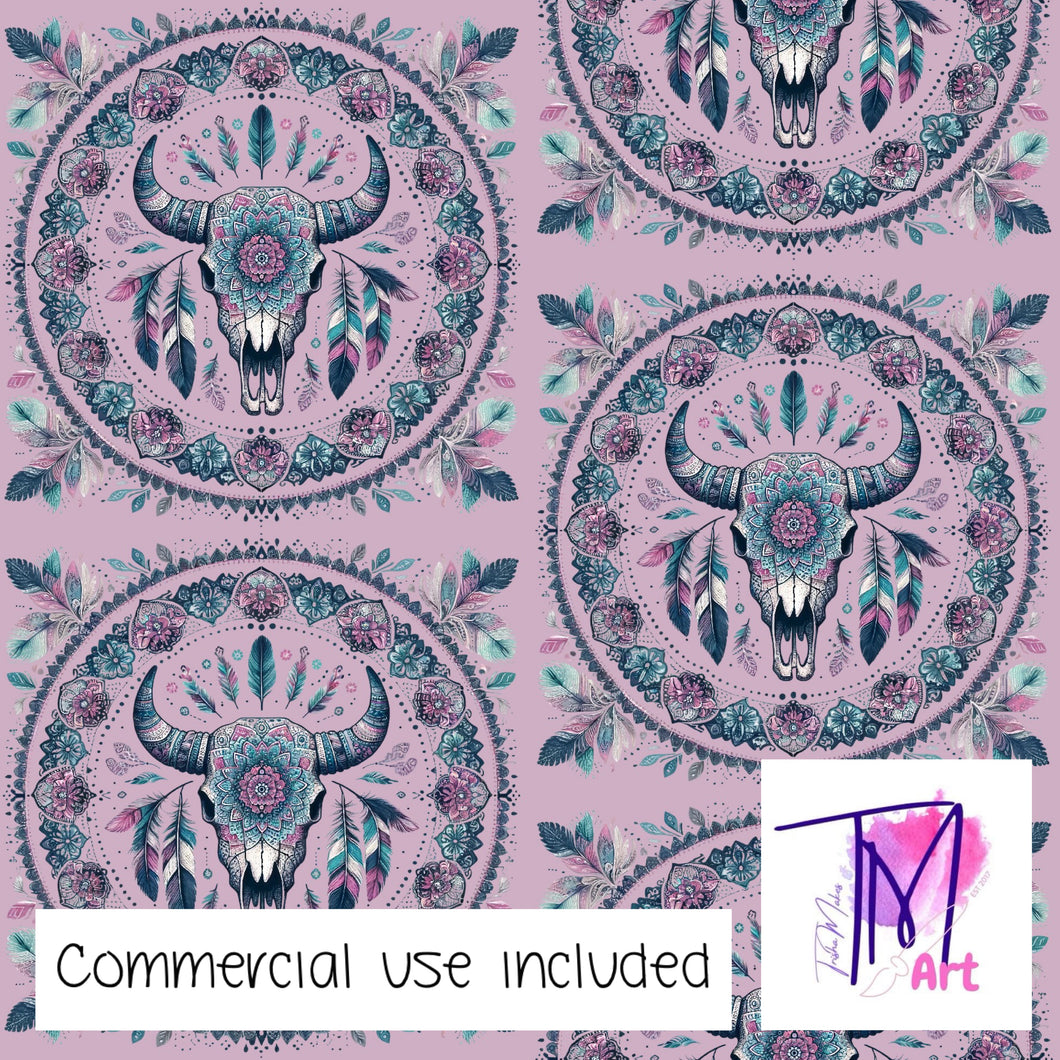 283 - Bull Skull Mandala Lavender (UNLIMITED)