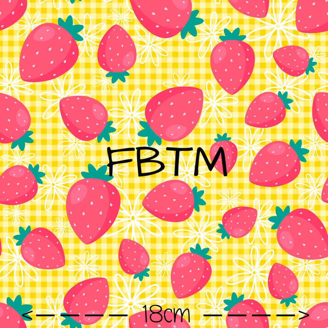 ROUND 61 - Yellow Gingham Strawberry