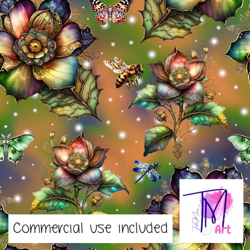 286 - Glassed Florals Green (UNLIMITED)