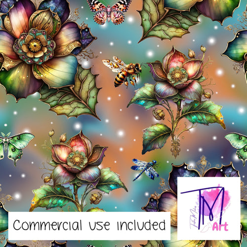 285 - Glassed Florals Aqua (UNLIMITED)