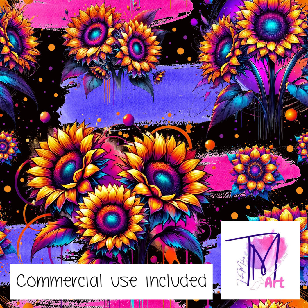 295 - Bold Sunflowers Polkadots on Black (UNLIMITED)