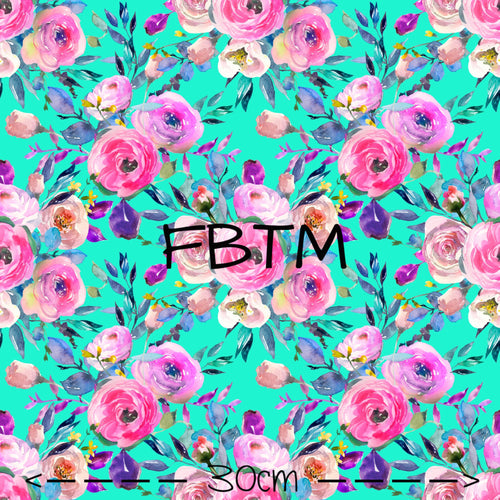 ROUND 61 - Pink Flower Bouquet on Aqua