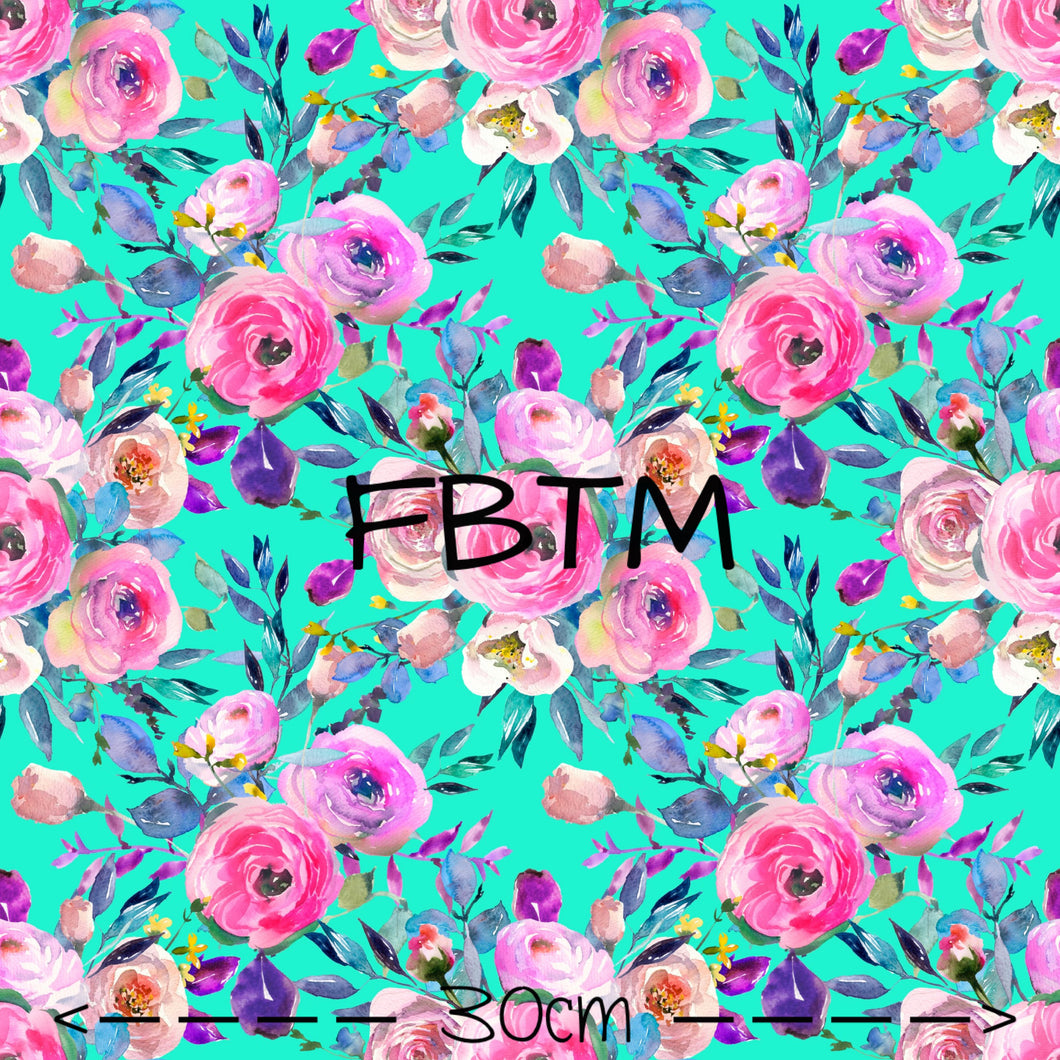 ROUND 61 - Pink Flower Bouquet on Aqua