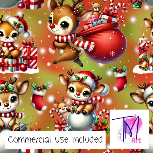 385 - Cute Christmas Reindeer Red with Glow (UNLIMITED)
