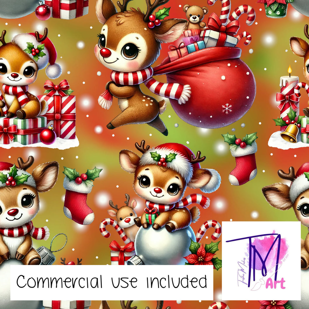 385 - Cute Christmas Reindeer Red with Glow (UNLIMITED)