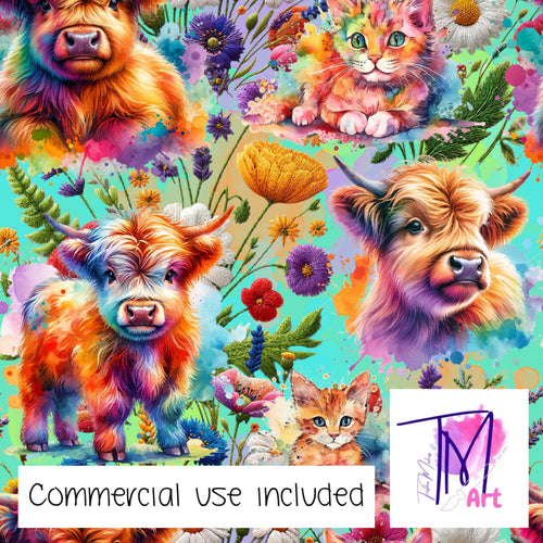 302 - Cats & Cows Aqua (UNLIMITED)