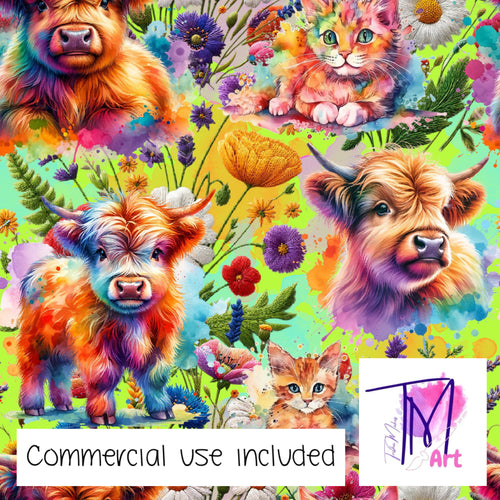 303 - Cats & Cows Lime Green (UNLIMITED)