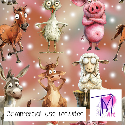 307 - Funky Farm Animals Brown (UNLIMITED)