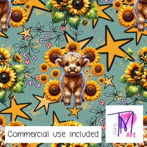 311 - Sunflower Cows & Stars Eucalyptus (UNLIMITED)
