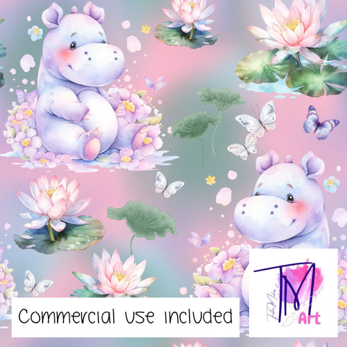 313 - Pretty Hippo w/background (UNLIMITED)